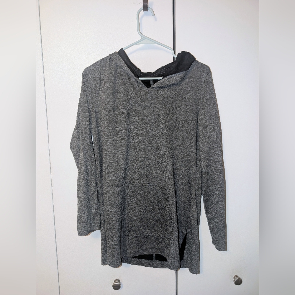 Duluth Trading Company Grey Athletic Tunic Hoodie Medium Double Knit Armanchillo